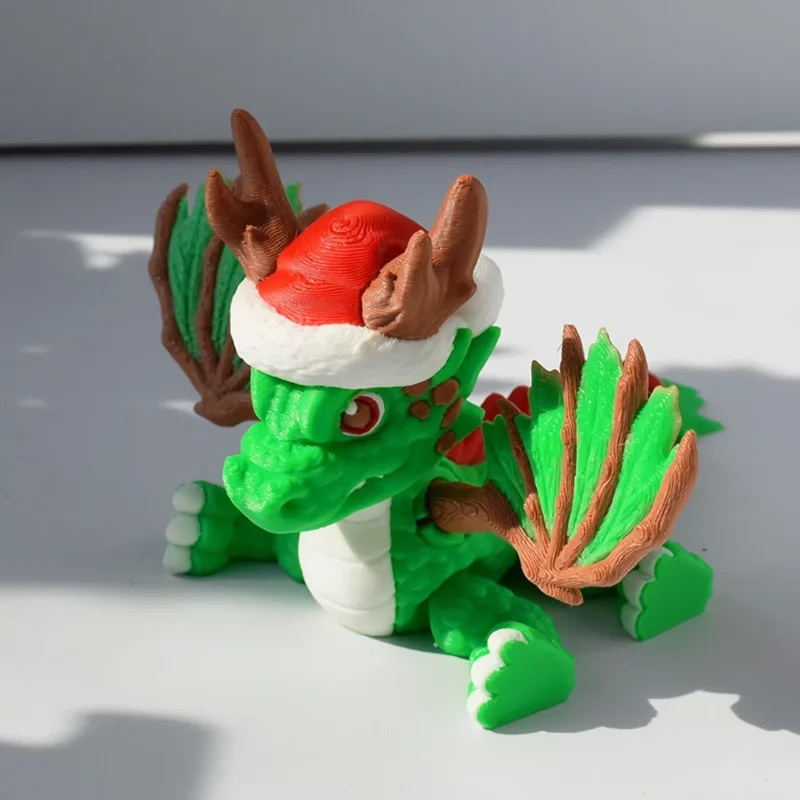 

Movable 3d Print Christmas Dragon Desktop Ornament Animals Home Office Crafts Characters Christmas Gift Action Figure