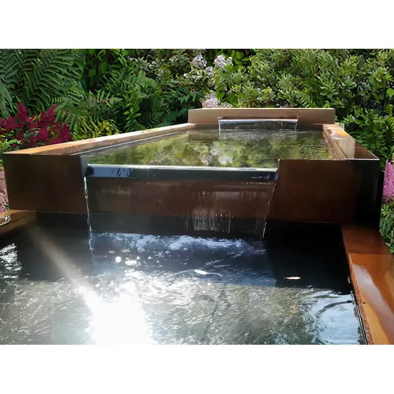 Modern Design Water Feature Waterfall Corten Steel Water Landscape with Pool
