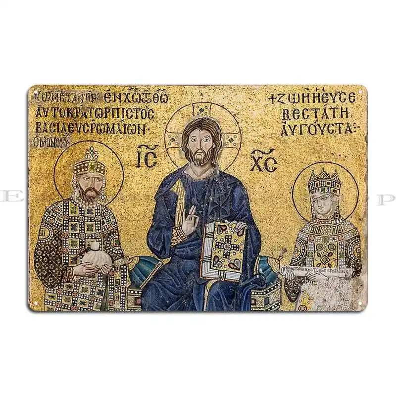 Jesus Christ Pantocrato Mosaic In Hagia Sophia Istanbul Metal Plaque Poster Character Painting Custom Pub Club Tin Sign Poster