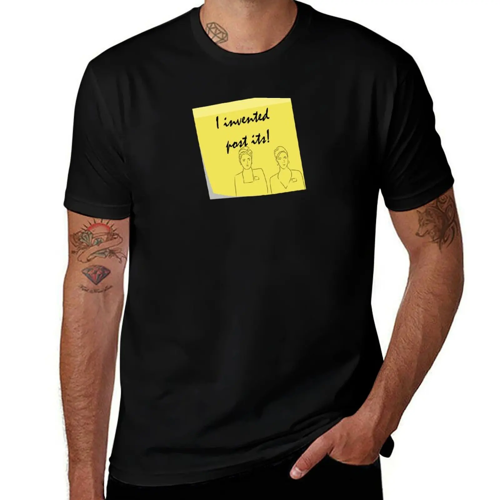 I INVENTED POST ITS! T-Shirt Basic Casual Wear Short Sleeve Top T-Shirt