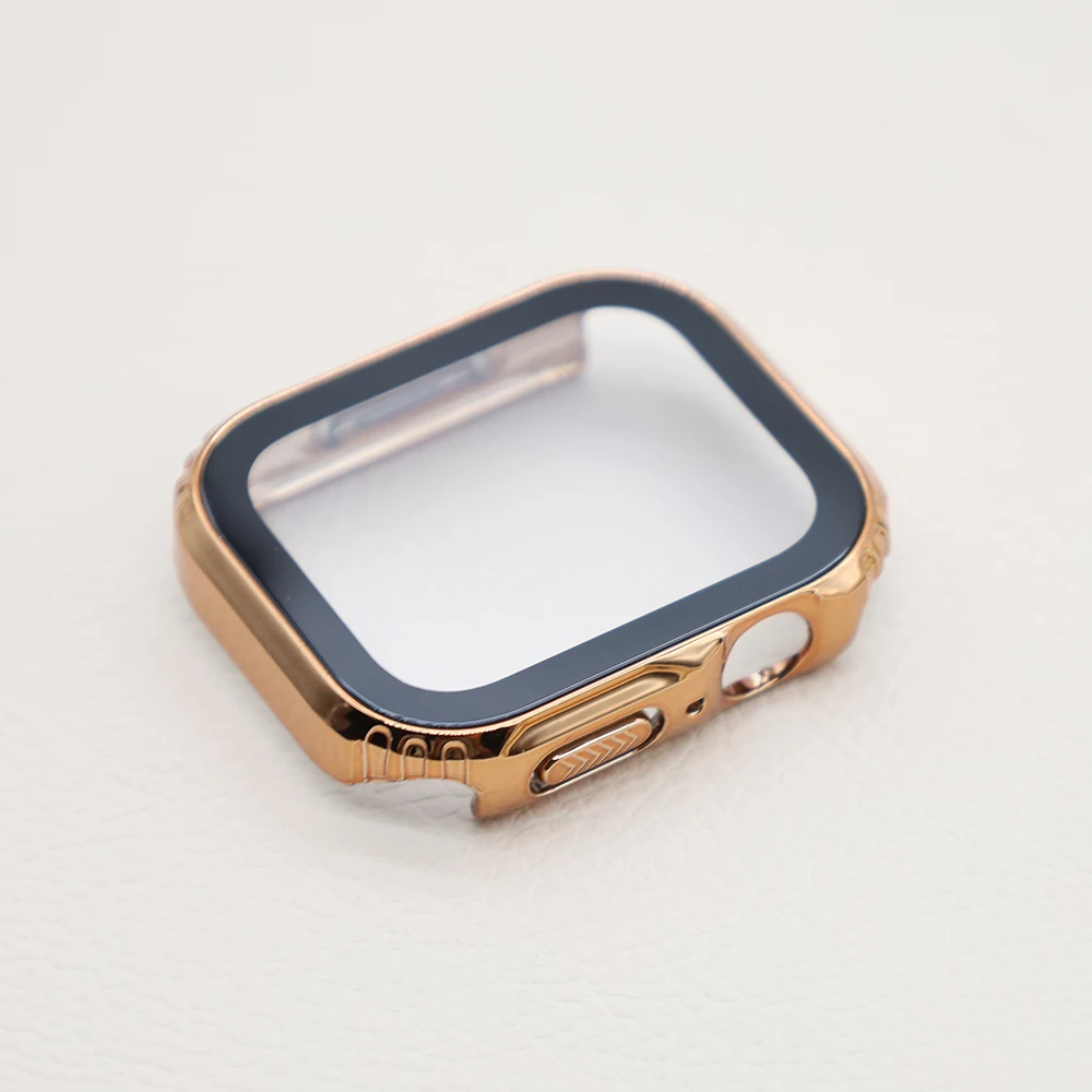 Cubierta de vidrio templado para Apple Watch 40mm 41mm 45mm 44mm funda protectora de pantalla de parachoques de PC dura duradera iWatch series 9 8 7 6 5 4