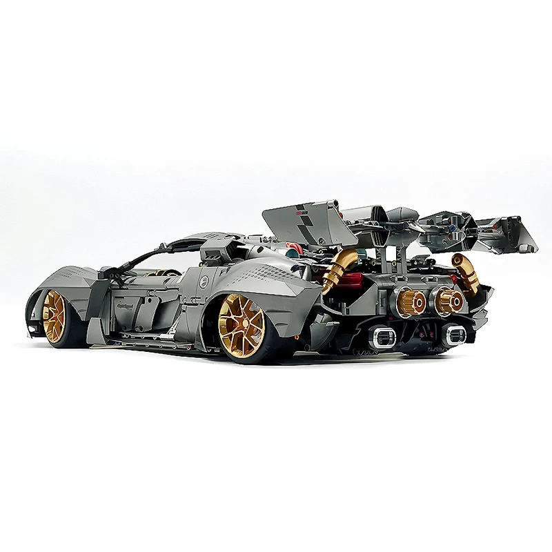 GULY 10629 1:8 RC placage métallique gris course Hypercar modèle bloc de construction technique bricolage Puzzle jouets cadeau de noël enfants adultes