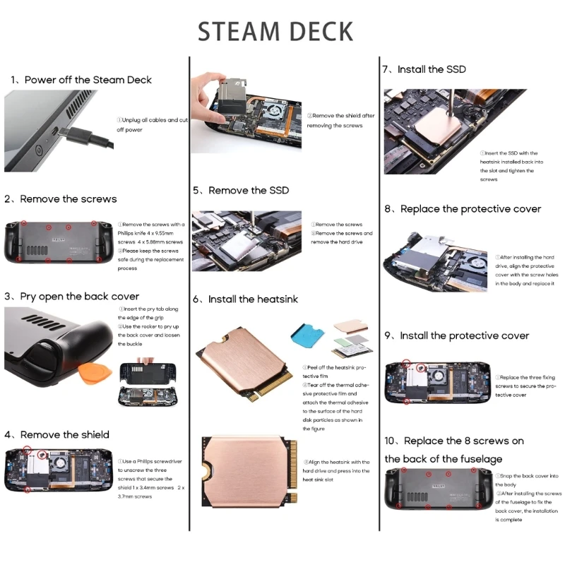 M2 2230 SSD Cooler Pad Copper Heatsink Radiator for SteamDeck Game M.2 NVMe 2230 Solid-State Drive Disk Heat Sink