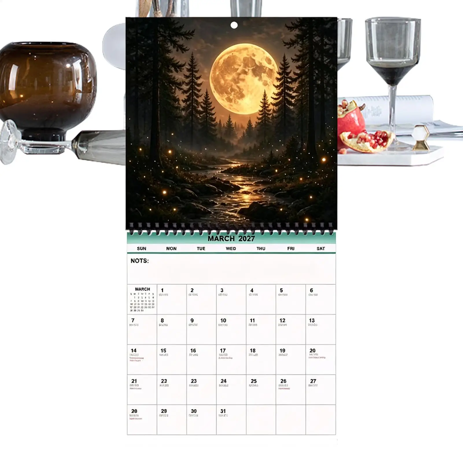 2027 Moon Wall Calendar 12 Month Moon Phases Monthly Organizer Unique Moon Illustration Calendar Planner For Home Office Decor