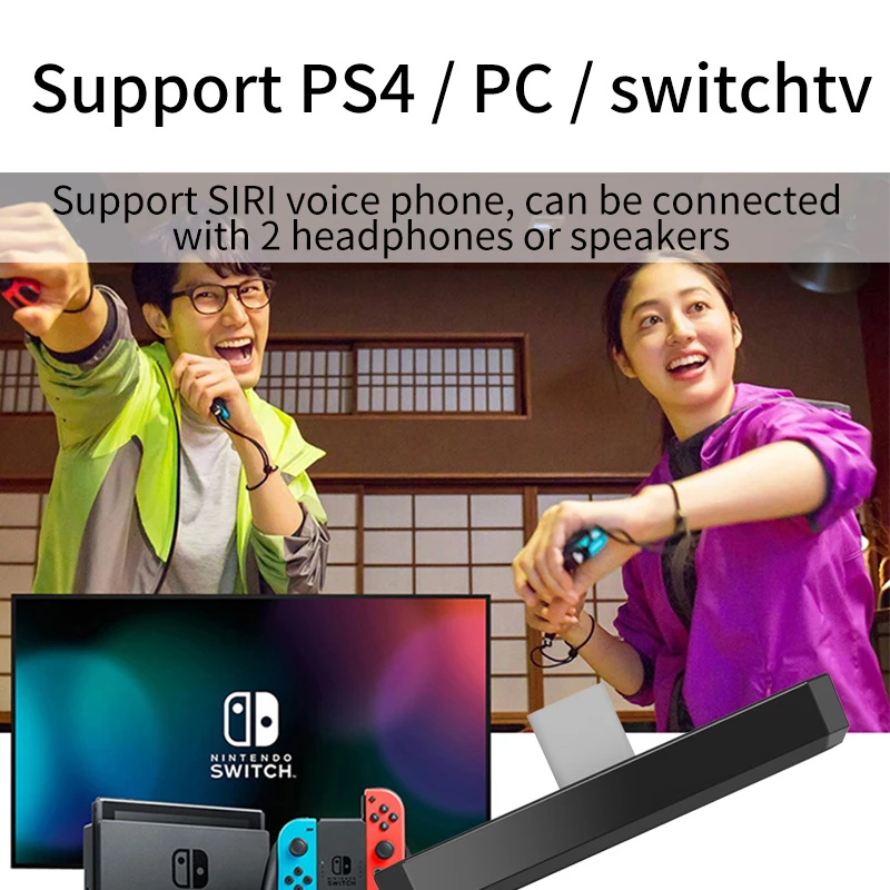 الارسال بلوتوث 5.0 1 إلى 2 سماعات سماعات لاسلكية محول الصوت APT-X LL/HD USB نوع-C لنينتندو PS4 TV PC دفتر