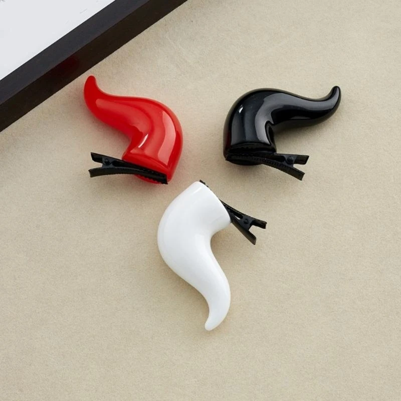 F92d 2pcs Devil Horn Hair Clip 성인 어린이 참신한 어두운 시리즈 경적 측면 클립 할로윈 파티 의상 헤어 핀 모든 시대