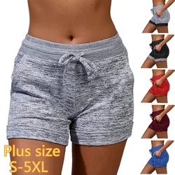 Kupokasi-pantalones cortos de secado rápido para mujer, Shorts deportivos informales de cintura alta con cordón, elásticos, para Fitness, talla grande, Verano