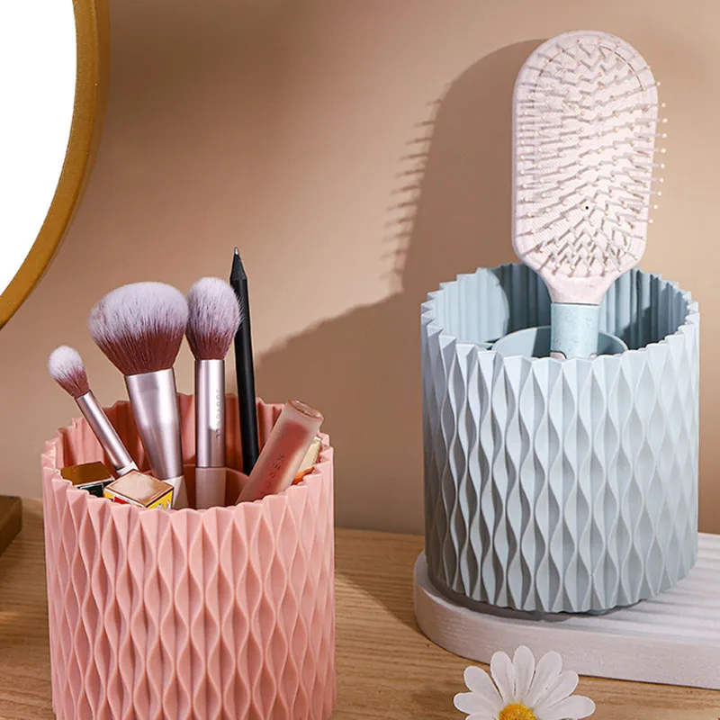 Rotatable Large Capacity Makeup Brush Tub Portable Brush Organizer Tube Eyebrow Pencil Eyeshadow Brush Dustproof Pencil Holder