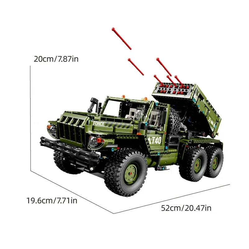 Lanciarazzi militare veicolo Building Blocks guerra fai da te armato Rocket Truck blindato modello di auto mattoni giocattoli per bambini regali di