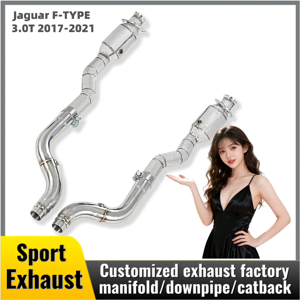 

Выхлопная труба для Jaguar F-TYPE 3.0T 2017-2021 SS304 с теплоизоляцией, каталитический преобразователь выхлопной трубы