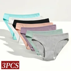 3Pcs/Set Cotton Panties Women Low Waist Underwear Seamless Briefs Solid Color Sports Breathable Underpants Female Lingerie