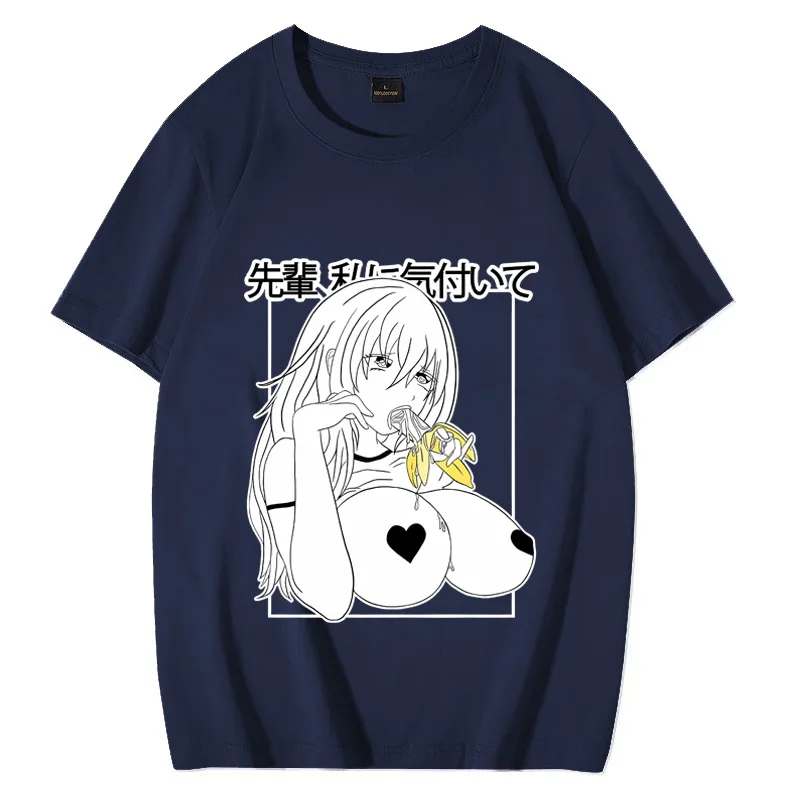 Summer 100% Cotton New Men Women \' s Anime T Shirt  Ahegao cosplay Manga streetwear Unisex Tee Oversized short sleeve clothes