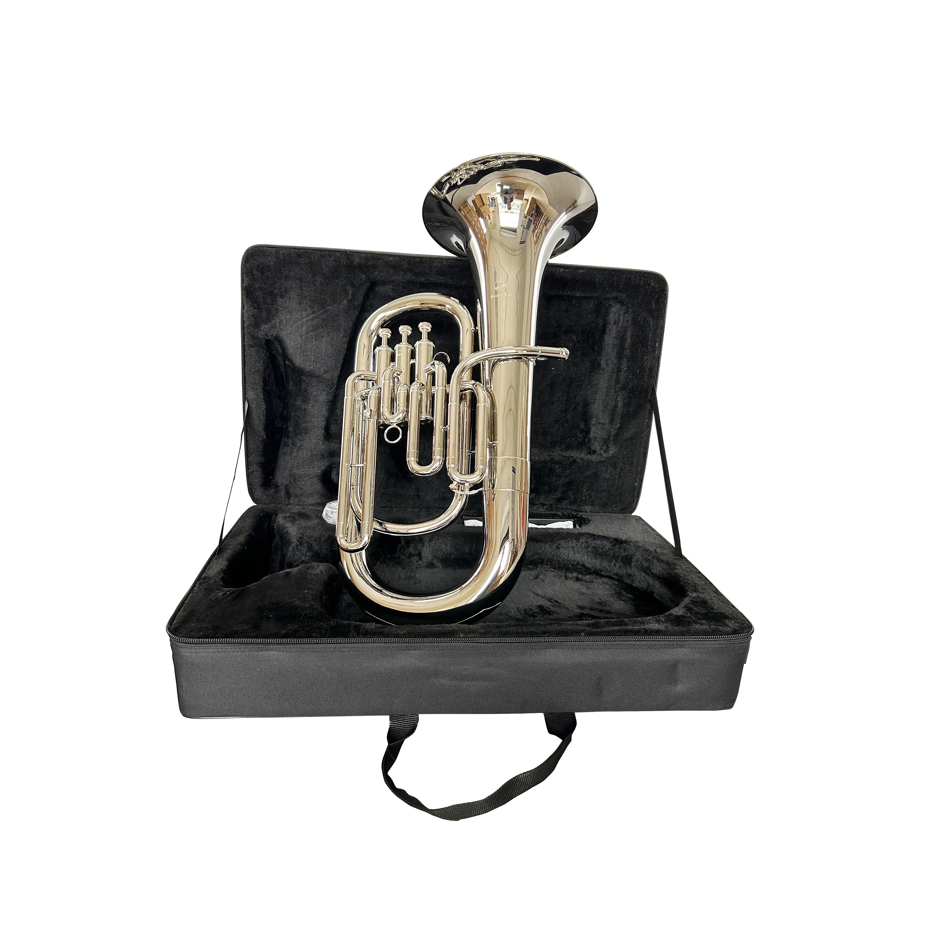 

Профессиональный инструмент OEM высокого качества JYEP732N, золотой тромбон с 3 вертикальными поршнями, латунным корпусом и никелированным покрытием, тон Bb.