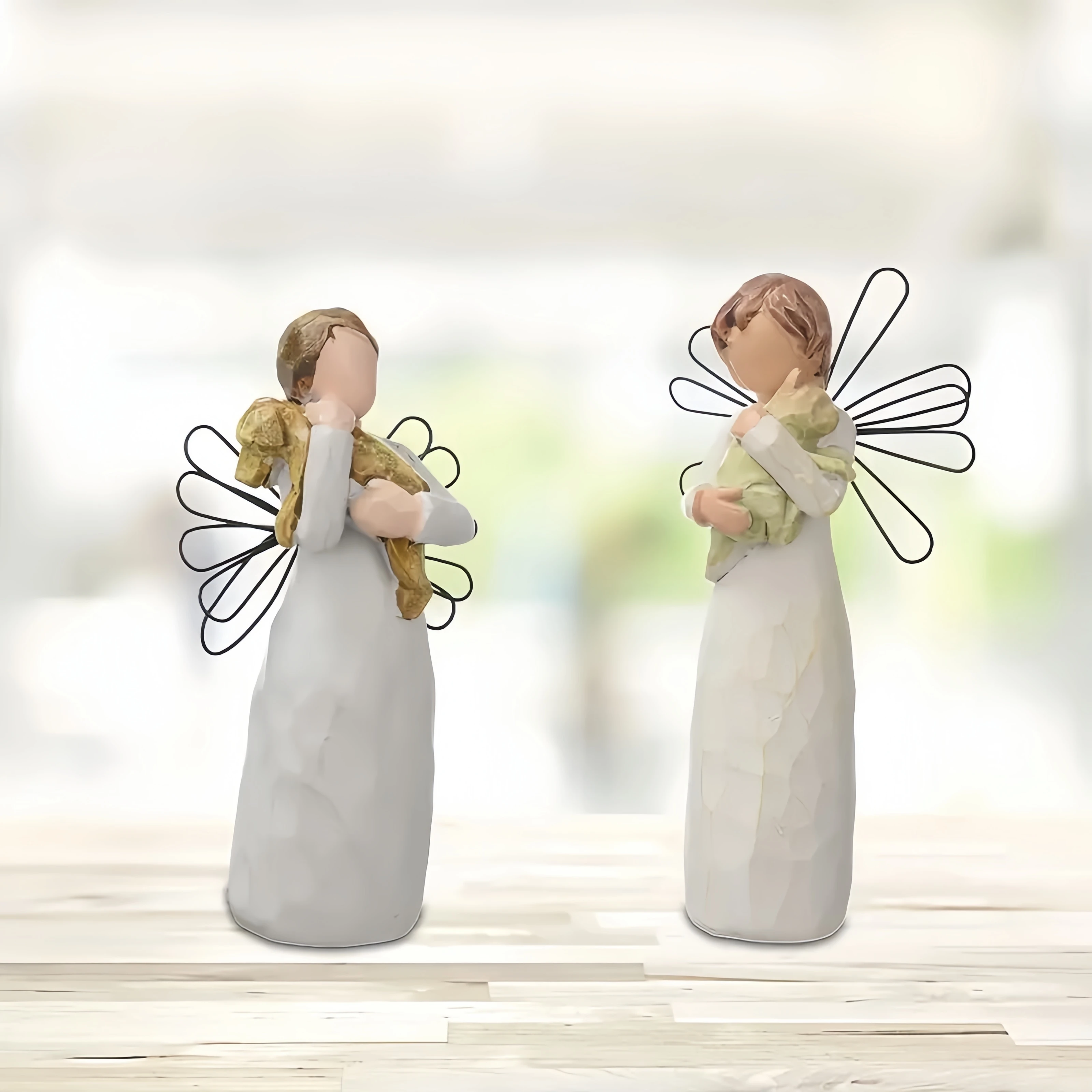 ملاك يعانق تماثيل القط والكلب ، ملاك الصداقة ، تذكار القط ، ديكور المكتب ، ديكور الغرفة ، هدية للأصدقاء ، هدية عيد الميلاد #1