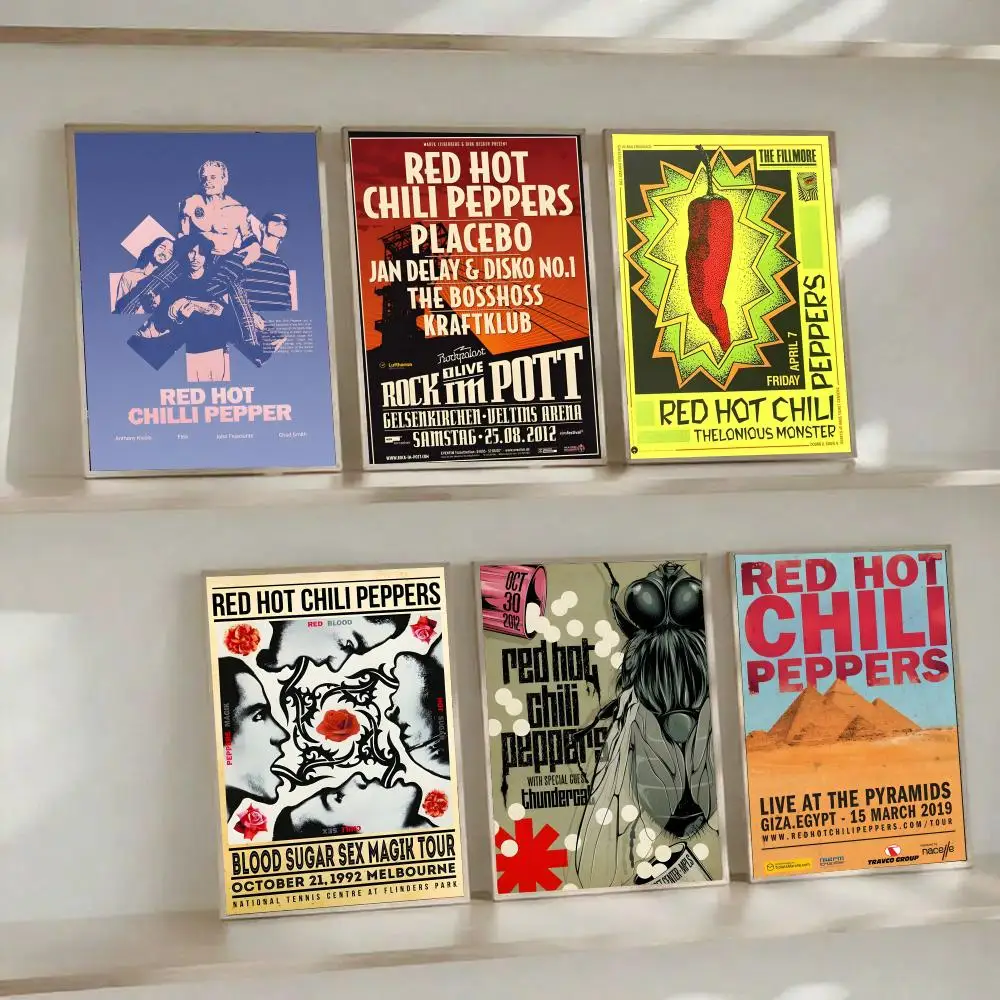 Póster de la banda Pop R-Red Hot Chili Peppers, pegatina artística para pared, Mural, impresión fotográfica, póster decorativo para decoración del hogar y sala de estar
