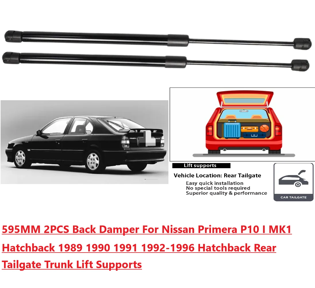 

Амортизаторы задней двери (багажника) 595 мм, 2 шт., для Nissan Primera P10 I Hatchback 1989-1996, пружины-стойки для подъема задней двери багажника