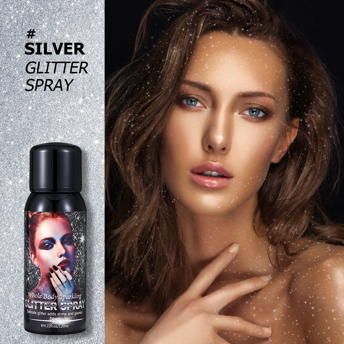 1 garrafa/120ml spray de glitter cosmético spray de alto brilho natural tridimensional brilho de longa duração