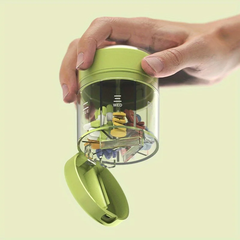 

7-дневный органайзер для таблеток со встроенным резаком для лекарств — портативный компактный для путешествий, офиса и улицы