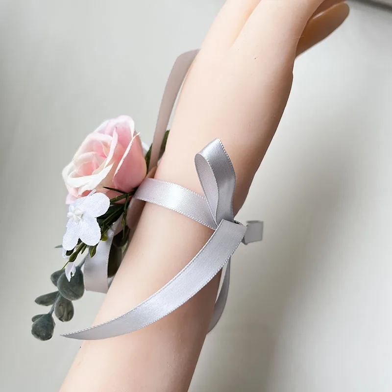 Corsage Groom Boutonniere Wedding Accessories Brooch Handmade Silk Roses Fake Bracelet Bridesmaids Buttonhole Flowers Prom Decor