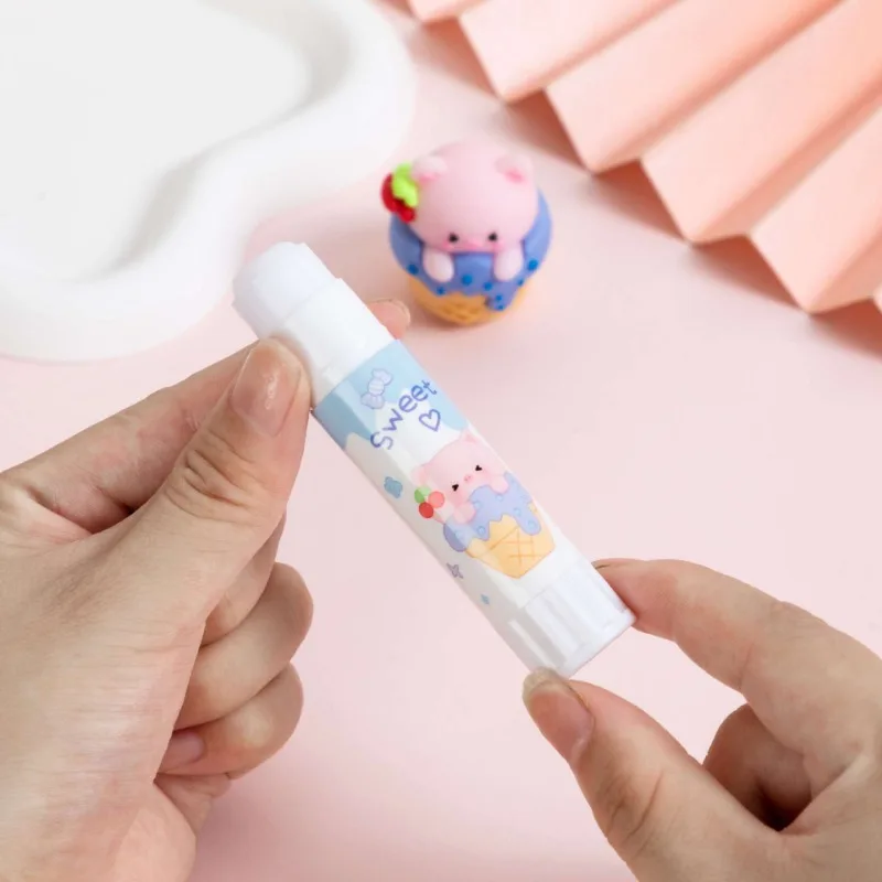 1pcs Cute Ice Cream Creative Solid Gel Shape Silicone Head Student Glue Stick PVA Upgraded High Viscosity