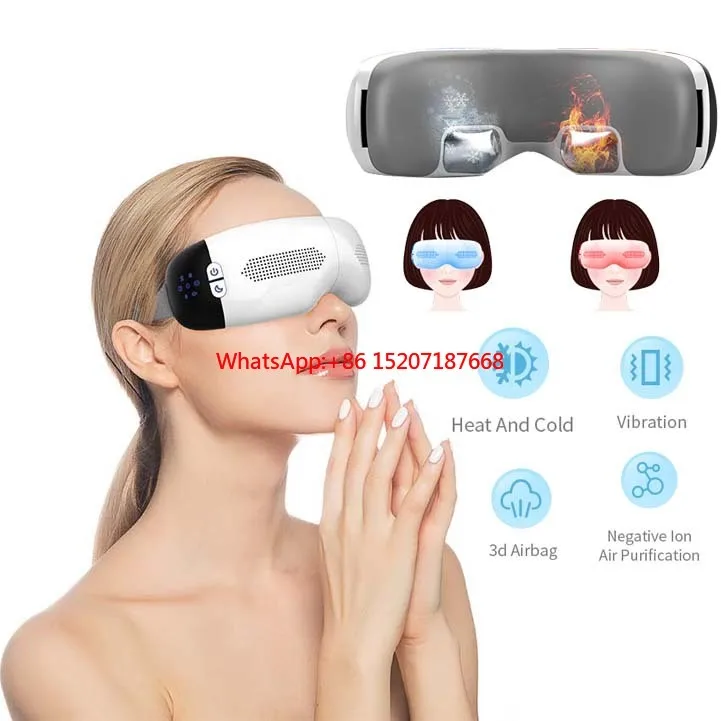 Smart Music Rechargeable Folding Without Anion Function Air Compressed Temple Eye Heated Massager Mask With Heat And Cooling