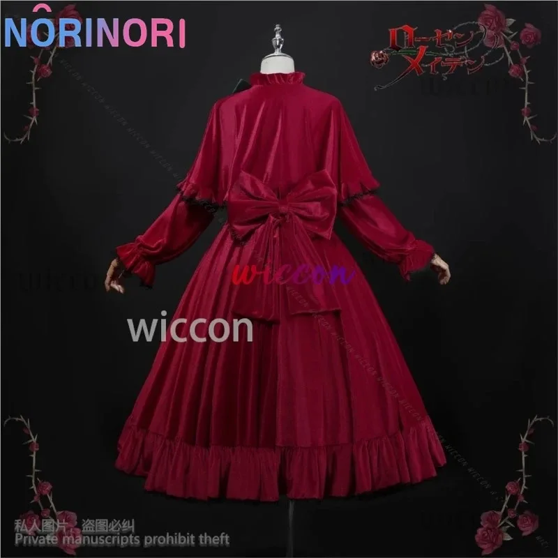 أنيمي شين كو تأثيري روزن البكر زي فستان أحمر مخملي لوليتا قبعة أغطية الرأس الباروكات للفتيات امرأة حفلة الهالوين مخصصة