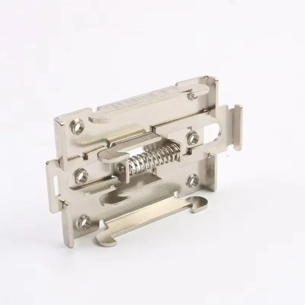 1Pcs 35mm DIN Rail DIN Rail Mounting Bracket 80.5x44mm Nickel Plating Relay Mounting Buckle Silver Black Stamping Process