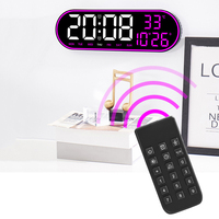 LED Digital Wall Clock Remote Control Electronic Mute Clock With Ambient Lights Temperature Date Week Display Desk Alarm Clock