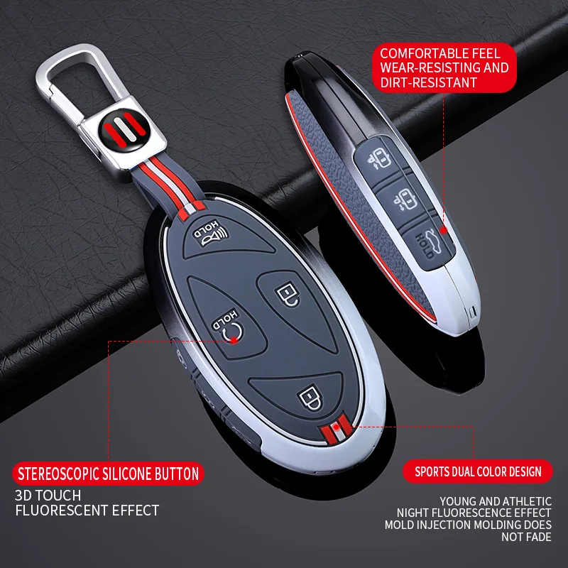 5 7 Buttons Zinc Alloy + Silicone Car Key Case Cover For Hyundai Kona Ev Grandeur GN7 IONIQ 6 2023 2024 Remote Key Protect Shell