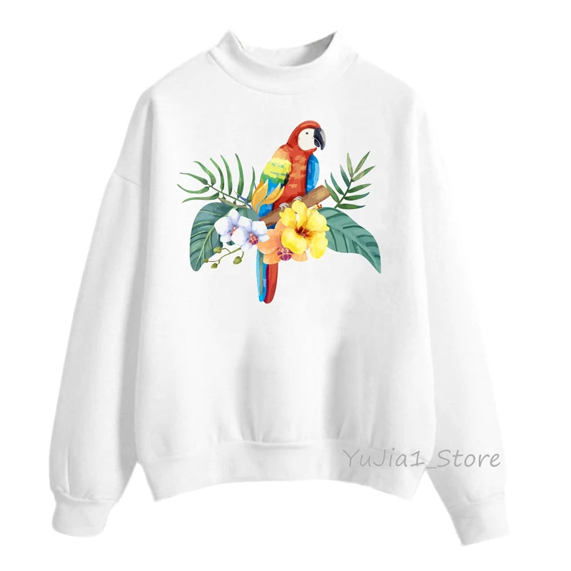 New watercolor Cockatiel design hoodies women kawaii Parrot toucan bird print sweatshirt winter hoody ladies custom moletom