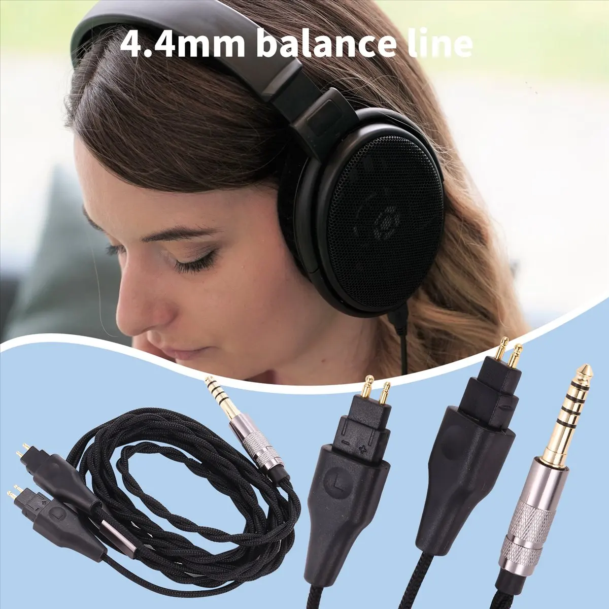 A49T Headphone 4.4mm Balanced Cable DIY Cable for HD580 HD600 HD650 HD660S Headphone Upgrade Cable
