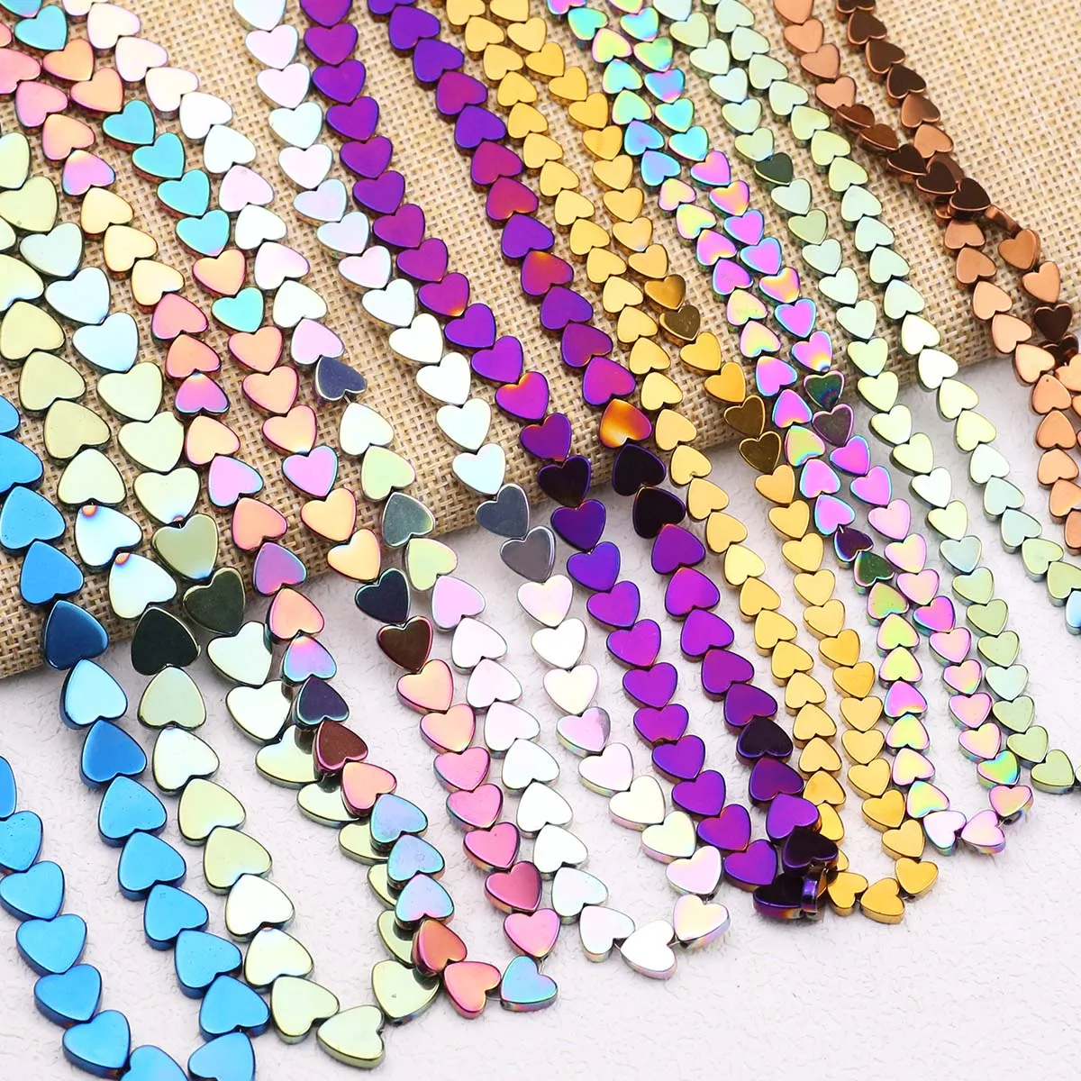 Blue,Purple,Golden Hematite Natural Stone Heart Spacer Loose Beads For Jewelry Making Bracelets DIY Accessories 15‘’ 6/8/10mm