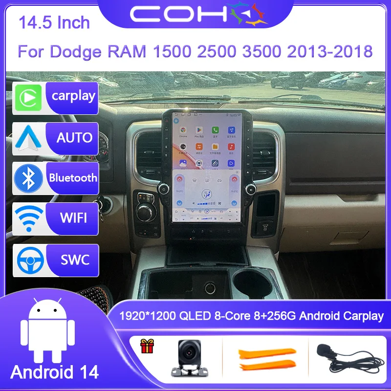

14.5 Inch For Dodge RAM 1500 2500 3500 2013-2018 Screen Android14 8-Core Car Multimedia Player Stereo Receiver Radio GPS 4G WIFI