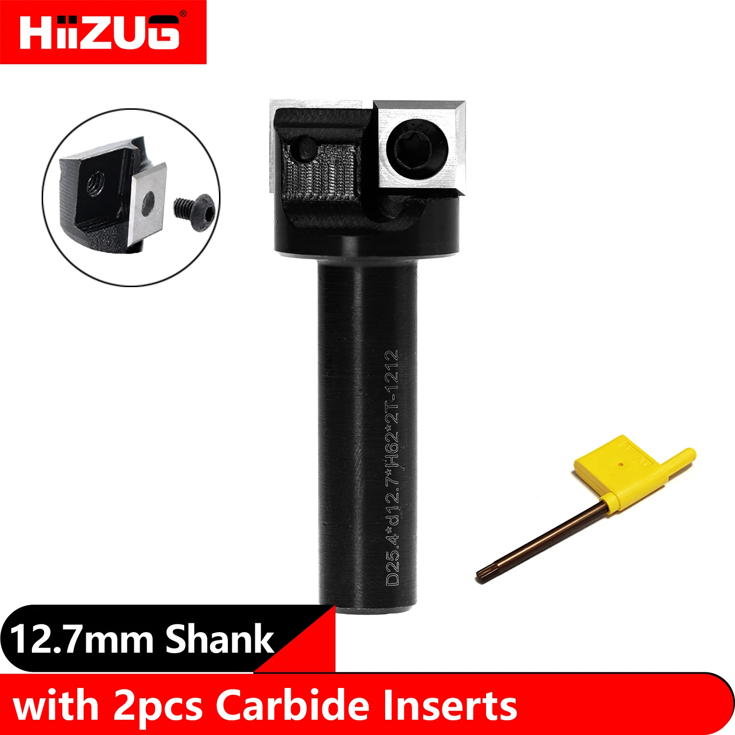 Shank Slab Flattening Router Bit Wood Planer Bit Cnc Surfacing Bit Diâmetro 25.4 mm Inserções de Carboneto Substituíveis Flautas 12.7 mm