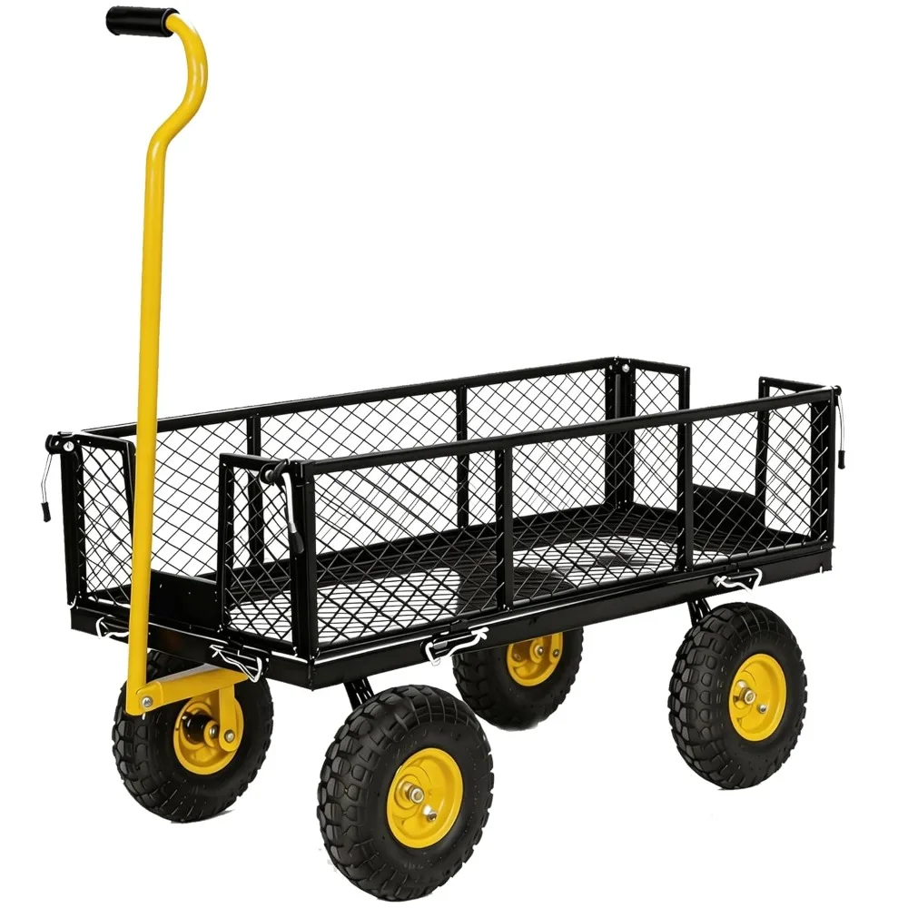 

Heavy Duty Garden Cart, 800lbs Load Capacity with 180° Rotating Handle, 10" All-Terrain Tires, Removable Sides, Customized