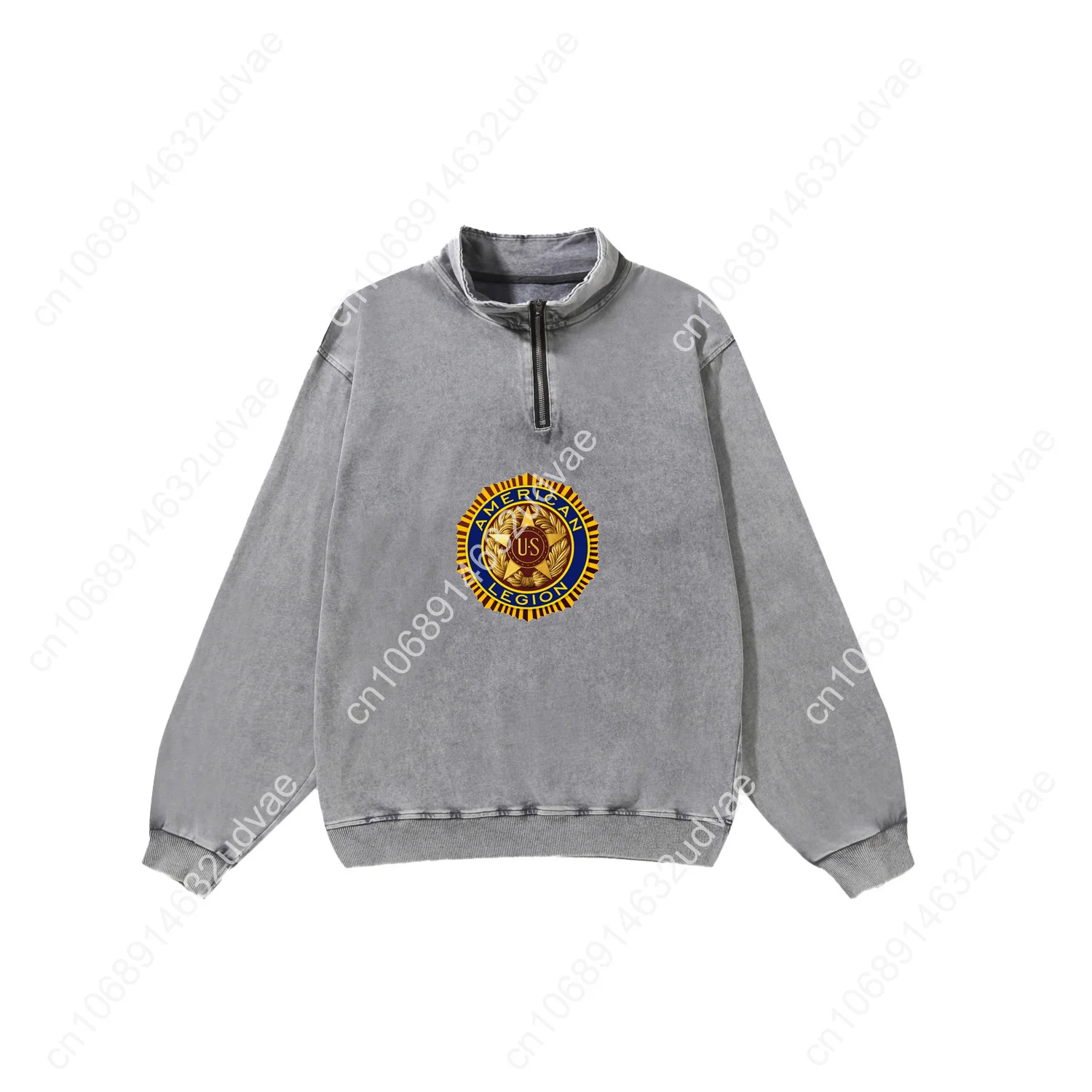 American Legion Logo Retro Sweatshirt Man Woman Teenager Vintage Pullover Half Zipper Sweat Shirt Custom Made Sleeved Tshirt