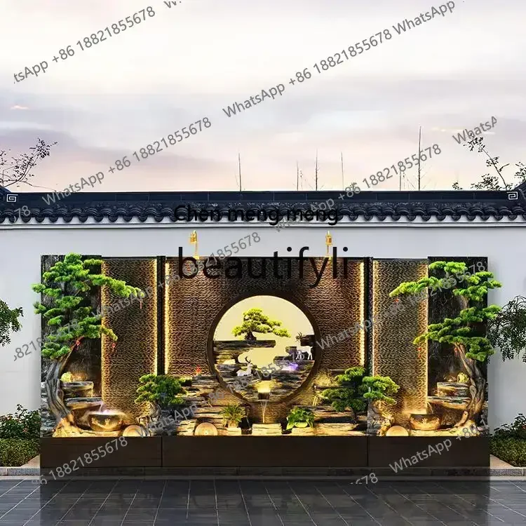 X  Water curtain wall rockery flowing water landscape outdoor screen entrance circulating water garden fountain ornament