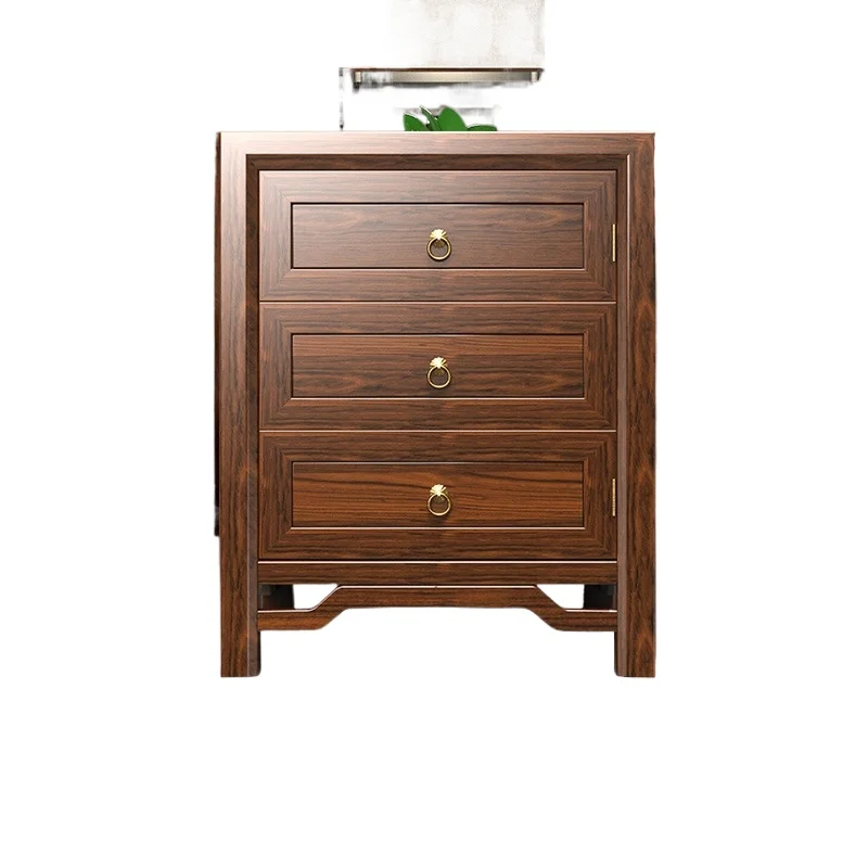 New Chinese solid wood furniture bedside table household small invisible safe storage integrated