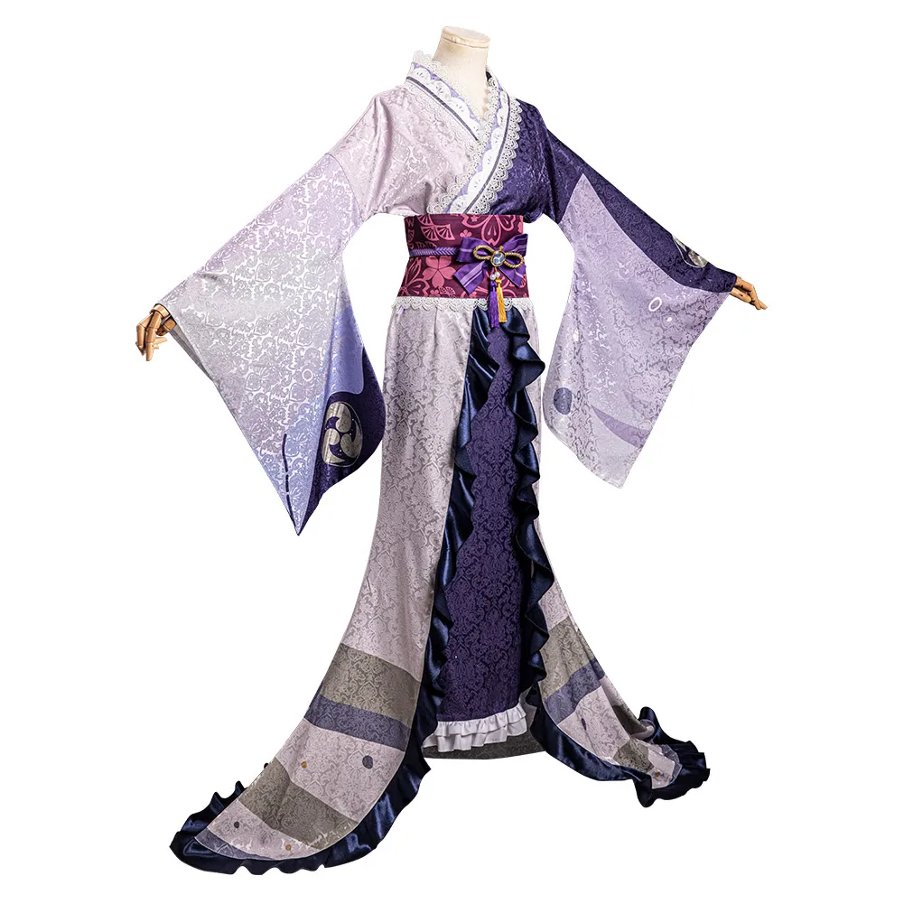 Genshin Impact Raiden Shogun Cosplay Kostüm Erwachsene Frauen Kimono Kleid Gürtel Outfits Halloween Karneval Party Anzug