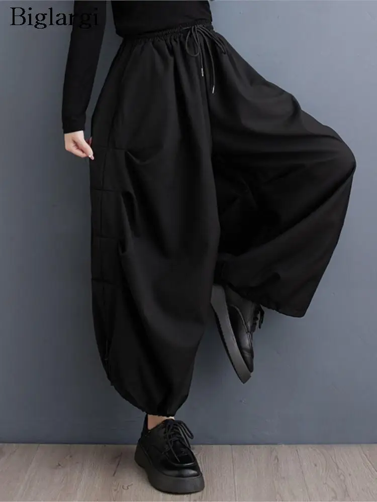 

Oversized Spring Long Harem Pants Women Casual Loose Pleated Fashion Ladies Trousers Elastic High Waist Black Woman Pants