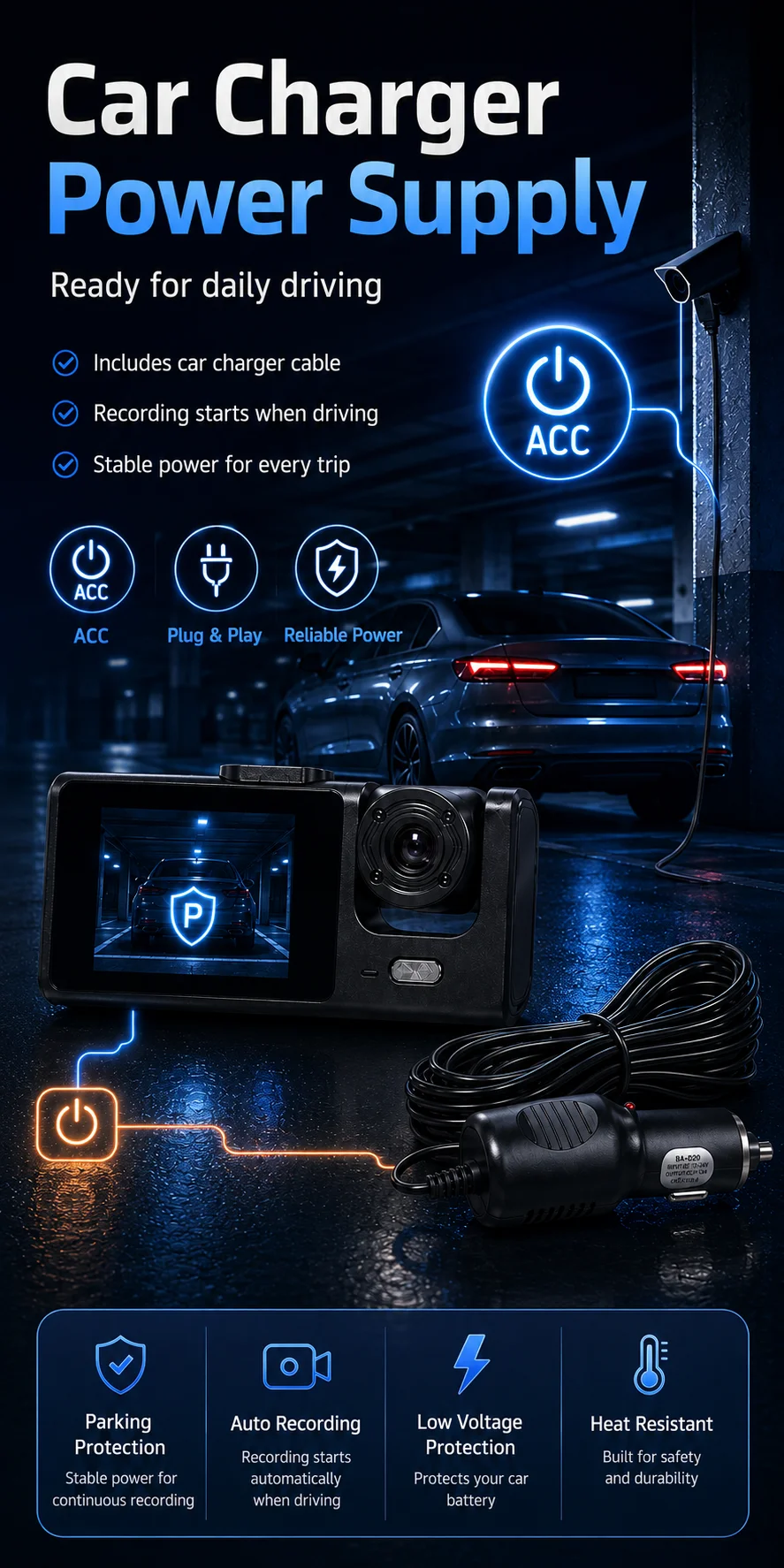 3 Channel Dash Cam 1080P Front Rear Inside Camera 170 Degree Wide Angle Night Vision Loop Recording G-Sensor Rear Camera Car DVR