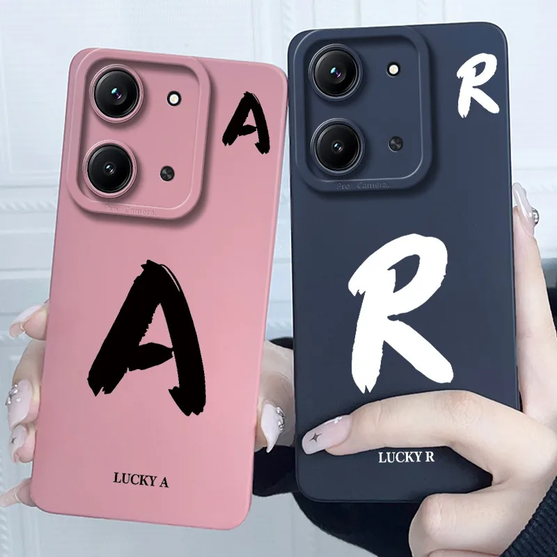 

For Redmi 15C Phone Case Cute Initial Letters Cover For Xiaomi Redmi 15 C 4G Soft Silicone Anti Drop Shockproof Back Cover Funda