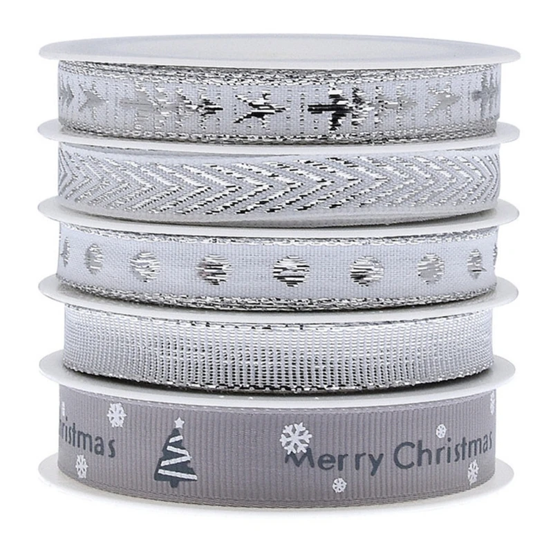 2/10/15mm Kerst Lint Gedrukt Ster/Strip Grosgrain Lint voor Cadeaupapier Bruiloft Decoratie Chrisrmas boom DIY