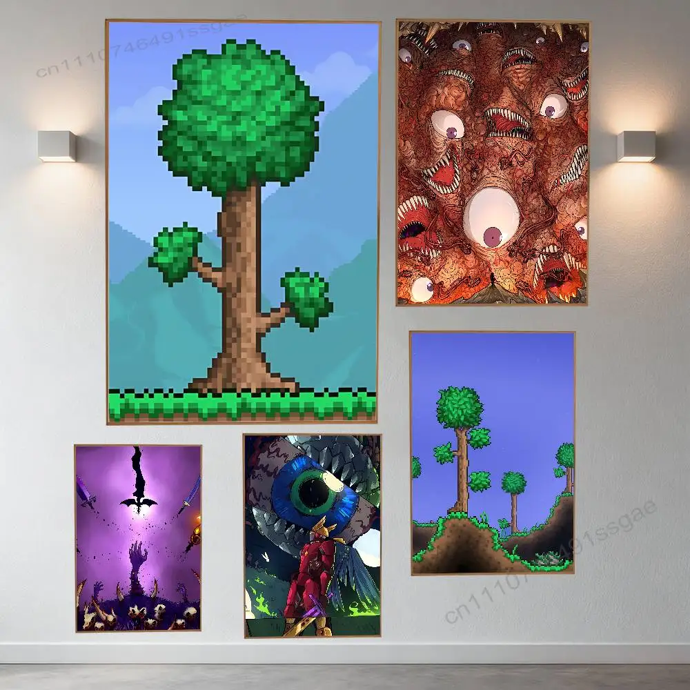 

Hot Game T-Terraria Cool Poster Retro Paper Sticker DIY Room Bar Cafe Aesthetic Art Wall Painting