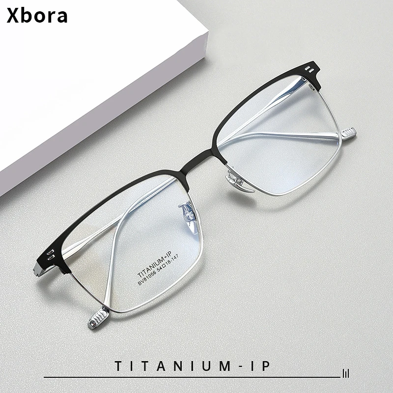 

Xbora TR90 Titanium Eyeglass Frames 2024 New Square Ultralight Men's Glasses Retro Optical Prescription Eyeglasses Women BV81056