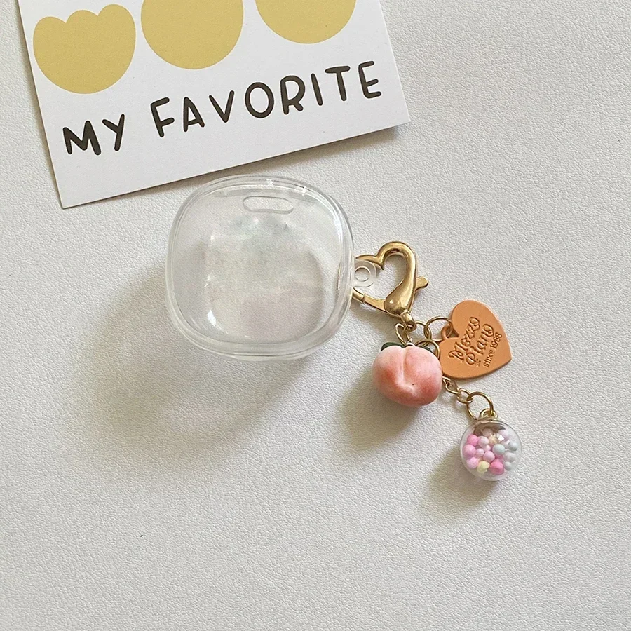 حافظة ناعمة وواضحة لسامسونج جالاكسي براعم 2 برو/لايف/فاي ، تصميم كرتون خوخ لطيف