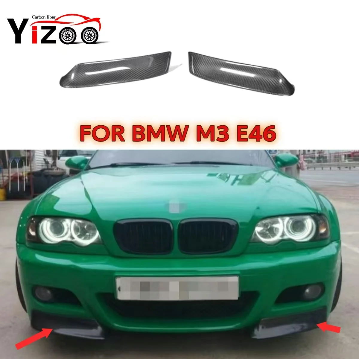 

Car Front Bumper Splitters Diffuser Spoiler Splitter Lip Guard Lip For BMW E46 1999-2006 2001 M3 Carbon Fiber CSL Style