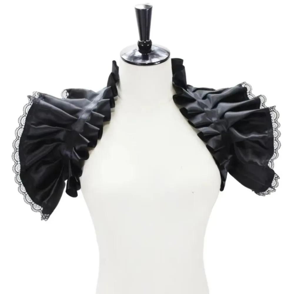 Classical Pleated Ruffled Shrug Shawl Gothic Capelet Costume Fake Collar Victorian Shoulder Wrap Stage Performance