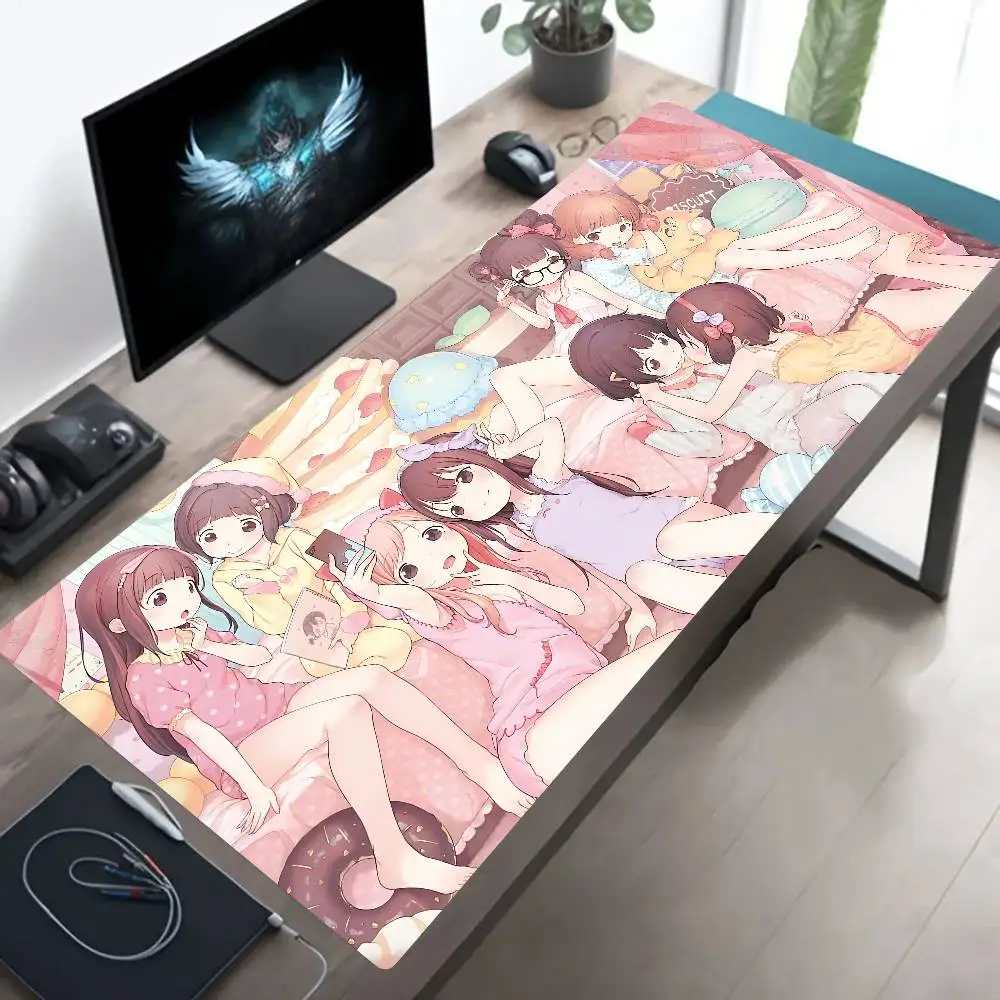 لطيف لولي أنيمي الفتيات ماوس الوسادة كبيرة لوحة المفاتيح حصيرة مكتبية الألعاب ماوس الوسادة LockEdge سجادة ضد الإنزلاق