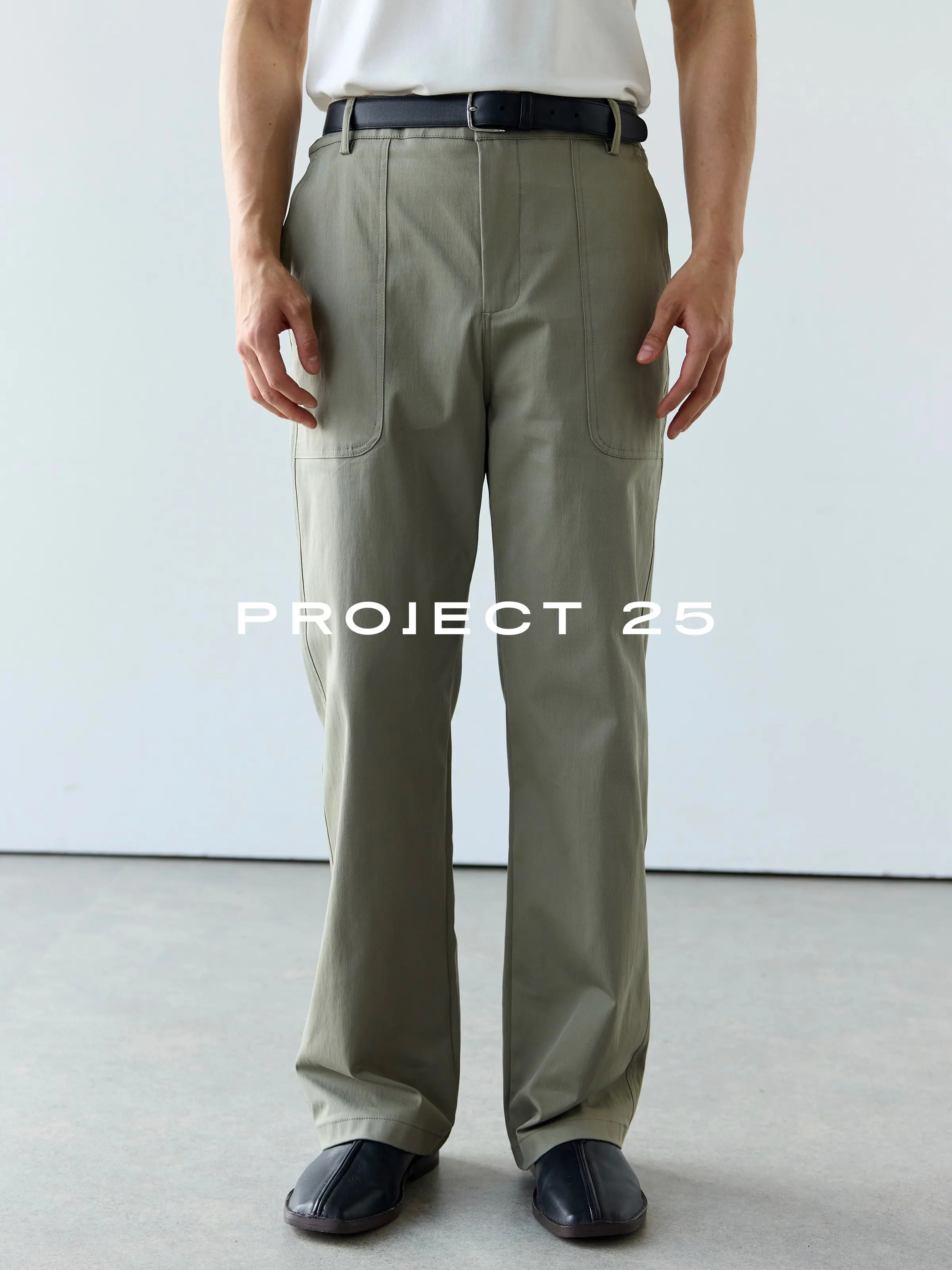 PROJECT 25 Men's Cotton Nylon Twill Cargo Pants - Straight Fit Rigid Stretch Casual Trousers, Minimalist Versatile Workwear